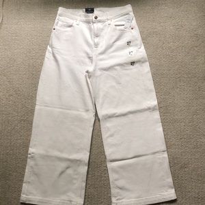 GAP High Rise Stride Wide Ankle in Optic White